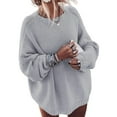 thumbnail image 1 of Women'S Oversized Sweaters Batwing Sleeve Mock Neck Jumper Tops Chunky Knit Pullover Sweater Gray S, 1 of 8