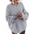 thumbnail image 1 of Women'S Oversized Sweaters Batwing Sleeve Mock Neck Jumper Tops Chunky Knit Pullover Sweater Gray XXL, 1 of 8