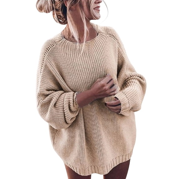 Women'S Oversized Sweaters Batwing Sleeve Mock Neck Jumper Tops Chunky Knit Pullover Sweater Khaki XXL