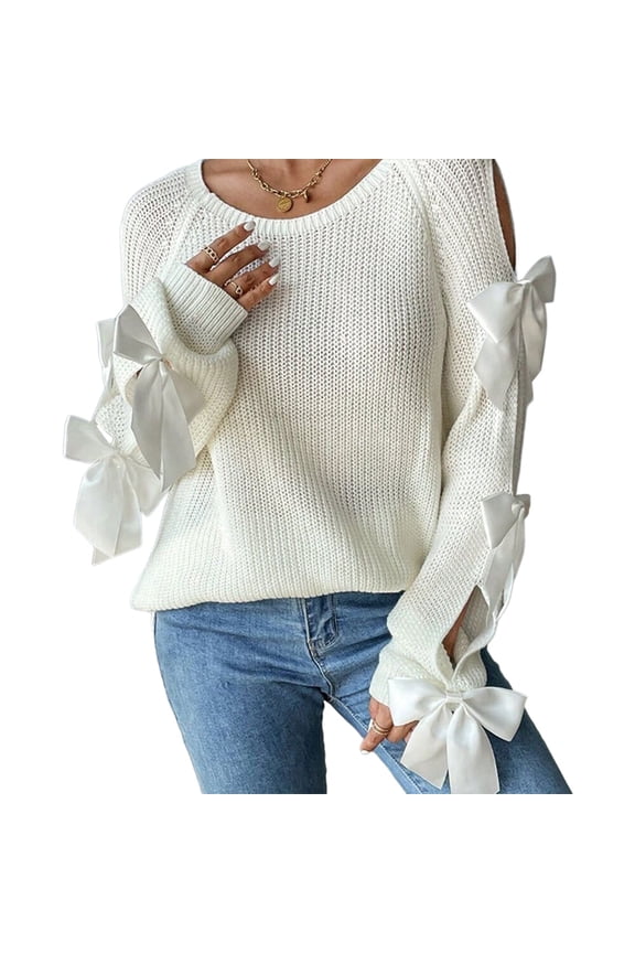 Women'S Oversized Sweaters Fall Cute Crewneck Long Sleeve Knit Pullover Sweater Jumper Tops Cream White XL