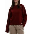 thumbnail image 1 of Women'S Oversized Sweaters Fuzzy Chunky Warm Pullover Sweater Wine Red M, 1 of 8