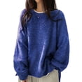 thumbnail image 1 of Women'S Oversized Sweaters Long Sleeve Crew Neck Fuzzy Knit Casual Chunky Pullover Sweater Fall Blue XXL, 1 of 7