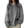 thumbnail image 1 of Women'S Oversized Sweaters Long Sleeve Crew Neck Fuzzy Knit Casual Chunky Pullover Sweater Fall Gray S, 1 of 7