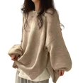 thumbnail image 1 of Women'S Oversized Sweaters Long Sleeve Crew Neck Fuzzy Knit Casual Chunky Pullover Sweater Fall Khaki S, 1 of 7