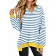 thumbnail image 1 of Women'S Oversized Sweatshirts Long Sleeve Tunic Shirts V Neck Loose Pullover 2025 Trendy Fall Outfit Light Blue XXL, 1 of 6