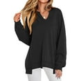 thumbnail image 1 of Women'S Oversized Sweatshirts Long Sleeve Tunic Shirts V Neck Loose Pullover Tops 2025 Trendy Fall Teen Girls Outfit Black XXL, 1 of 5