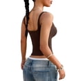 thumbnail image 1 of Women'S Padded Square Neck Tank Tops Summer Double Layer Basic Sleeveless Tank Shirts Brown XL, 1 of 7