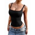 thumbnail image 1 of Women'S Padded Square Neck Tank Tops Summer Double Layer Basic Sleeveless Tank Shirts, 1 of 7