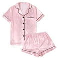 thumbnail image 1 of Women'S Pajama Set Short Sleeve Button-Down Shirt And Shorts Pajama Set-Pink Stripe-L, 1 of 5
