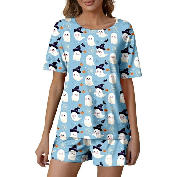 Women'S Pajama Sets Halloween 2 Pcs Milk Fiber Pijamas Women Set Bat Skeleton Printed Womens Button Down Pajama Sets With Shorts Loungewear For Women Women Sets