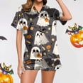thumbnail image 1 of Women'S Pajama Sets Halloween 2 Pcs Silk Satin Soft Sleepwear Outfits Halloween Button Down Short Sets For Women Lounge Wear For Women Womens Nighties, 1 of 6