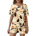 thumbnail image 1 of Women'S Pajama Sets Halloween Two Piece Milk Fiber Pijamas Women Set Bat Skeleton Printed Womens Shorts Pajama Set Button Up Lounge Sets Fashion Clothing Set, 1 of 4