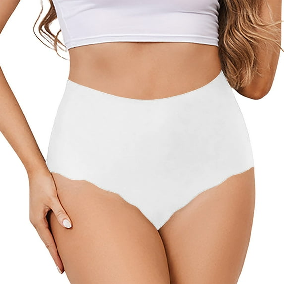 Women'S Panties Seamless Soft Breathable High Waisted Invisible Ice Silk Stretch Underwears Bikini Underwear White S