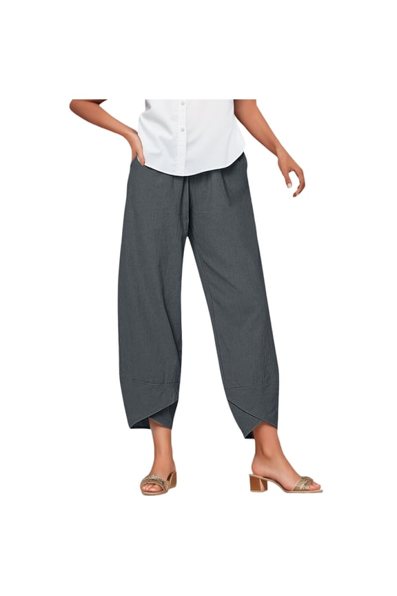 Women'S Pants Business Casual Pants For Women Dark Grey Yoga Pants Womens Loose Pants Wide Leg Trousers with Pockets Womens Capris For Summer