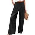 thumbnail image 1 of Women'S Pants Casual Button Up High Waisted Wide Leg Trousers Black L, 1 of 9