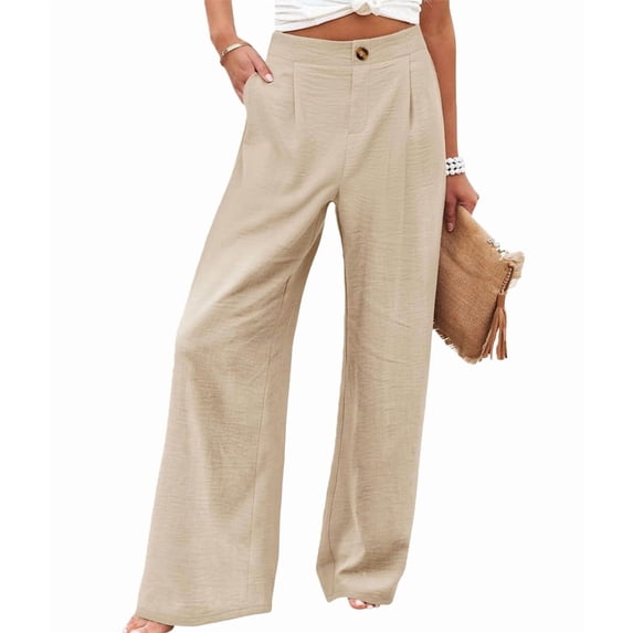 Women'S Pants Casual Button Up High Waisted Wide Leg Trousers Color S