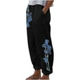 thumbnail image 1 of Women'S Pants Cotton And Linen Embroidered Harem Pants Solid Color Baggy Wide-Leg Pants 2022, 1 of 4