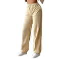 thumbnail image 1 of Women'S Pants High Waist Solid Bottom with Pockets Trousers Apricot S, 1 of 8