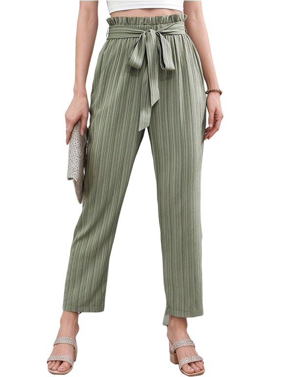 Women'S Pants High Waisted Wide Leg Palazzo Pants Casual Trousers Green L