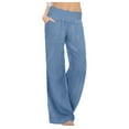 thumbnail image 1 of Women'S Pants Ladies Casual Pants Blue Pants Womens Comfy Work Pants High Waisted Trousers Women With Pockets Womens Capris for Summer, 1 of 6