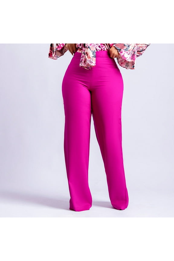 Women'S Pants Women High Waisted Elastic Solid Color Tight Versatile Comfort Pants Hot Pink L