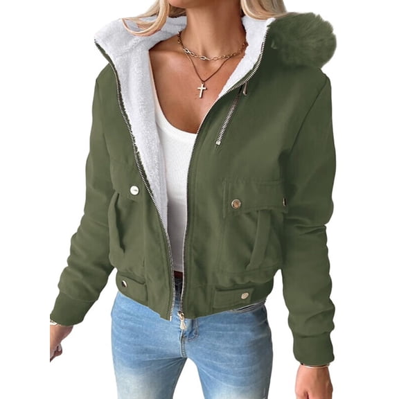 Women'S Parka Coat Plus Size Winter Warm Fleece Lined Anoraks Thicken Hooded Outerwear Army Green S