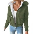 thumbnail image 1 of Women'S Parka Coat Plus Size Winter Warm Fleece Lined Anoraks Thicken Hooded Outerwear Green XXL, 1 of 7