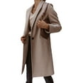 thumbnail image 1 of Women'S Pea Coat Lapel Single Button Windbreaker Loose Casual Mid-Length Jacket Fall Winter Coat Light L, 1 of 7