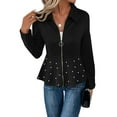 thumbnail image 1 of Women'S Pearl Trim Blazer Open Front Long Sleeve Shawl Collar Elegant Suits Jackets Black L, 1 of 7