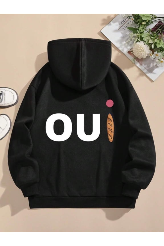 Women'S Pink "Ou" Graphic Hoodie - Casual Drawstring Hooded Sweatshirt With Cartoon Print, Long Sleeves, And Kangaroo Pocket, All-Season Comfort Fit, Casual Wear Hoodie | Cartoon Print Hoodie | Draws