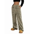 thumbnail image 1 of Women'S Plaid Leopard Print Straight Leg Pants Elastic Waist Y2K Trousers Bottoms with Pockets Light Leopard XXXL, 1 of 8
