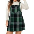 thumbnail image 1 of Women'S Plaid Plus Size Fall Winter Adjustable Straps Casual Sleeveless Pinafore Dresses with Pockets Green 4XL, 1 of 5