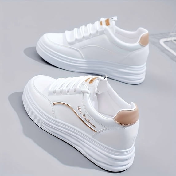 Women'S Platform White Sneakers That Are Lightweight, Comfortable, Versatile, And Stylish for Casual And Sporty Activities