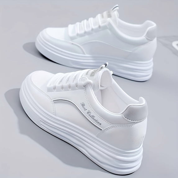 Women'S Platform White Sneakers That Are Lightweight, Comfortable, Versatile, And Stylish for Casual And Sporty Activities