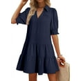 thumbnail image 1 of Women'S Pleated Mid Sleeve Dress Navy Blue S, 1 of 6