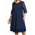 thumbnail image 1 of Women'S Plus Size 1/2 Sleeve Floral Embroidery Chiffon Wedding Guest Dress for Wedding Guest Navy Blue 5XL, 1 of 6