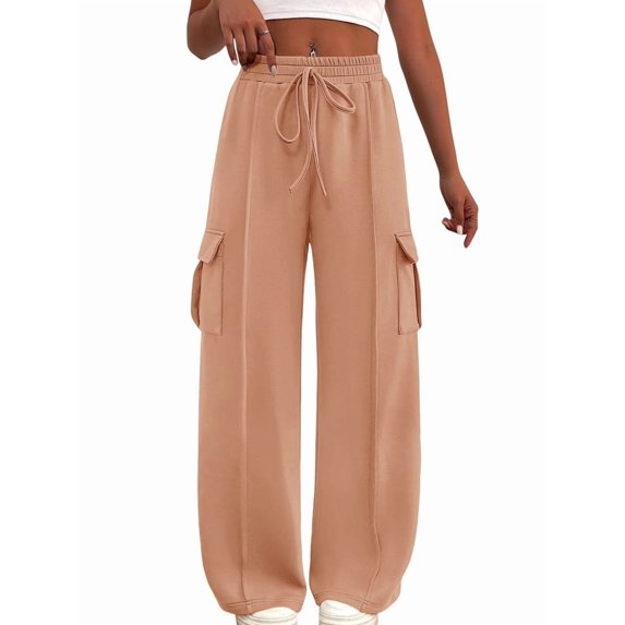 Women'S Plus Size Drawstring Running Sweatpants Loose Fit Wide Leg Pure Color Athletic Trousers Color 4XL