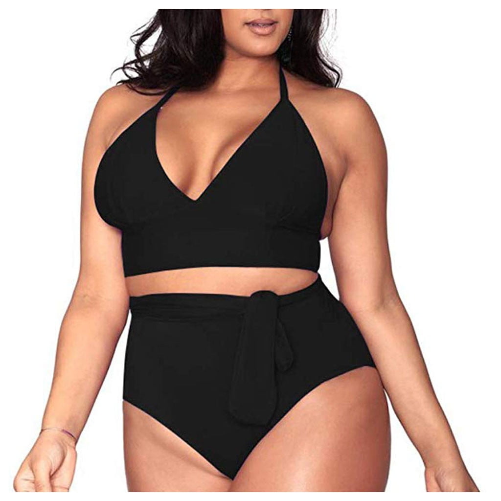 Women's Large Bust Swimsuit Bikini Plus Size Swimsuit Womens Plus Swimsuits  Strapless Black XL : : Fashion