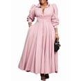 thumbnail image 1 of Women'S Plus Size Long Sleeve Maxi Shirt Dress Elegant Button Down Loose Swing Party Dress Light Pink S, 1 of 10