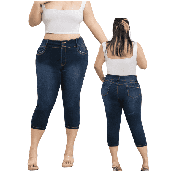 Women'S Plus Size Short Jeans Dark Blue Tight Jeans, Slim Fit Jeans For Women, Suitable For Dating, Daily Life, And Work