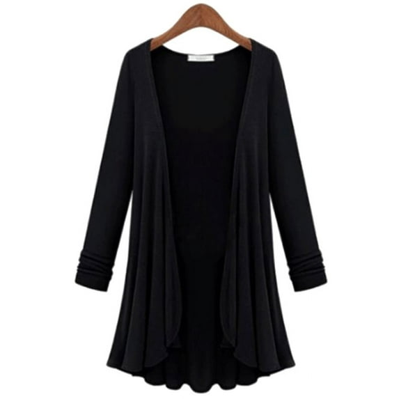 Women S - Plus Size Solid Color Long Sleeve Open Front Thin Milk Silk Cardigan Coat