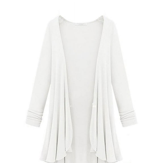 Women S - Plus Size Solid Color Long Sleeve Open Front Thin Milk Silk Cardigan Coat