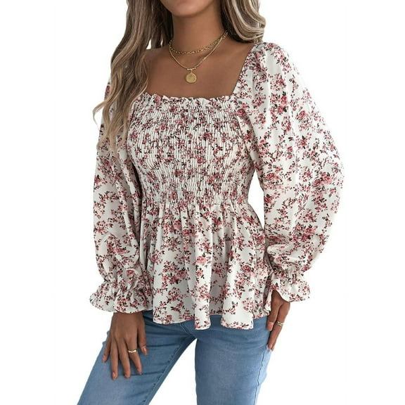 Women'S Plus Size Striped Off-Shoulder Long Sleeve Pleated Ruffle Tunic Top White XL