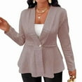 thumbnail image 1 of Women'S Plus Size Textured Button Down V Neck Ruffle Hem Jacket Pink XL, 1 of 4