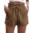 thumbnail image 1 of Women'S Plus Size Wide Leg Summer Shorts High Waisted Hollow Out Boho Shorts with Pockets Dark Brown M, 1 of 3