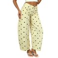 thumbnail image 1 of Women'S Polka-Dot Print High-Waist Seamed Wide-Leg Cropped Casual Pants Light Yellow L, 1 of 9