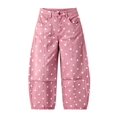 thumbnail image 1 of Women'S Polka-Dot Print High-Waist Seamed Wide-Leg Cropped Casual Pants Pink XXL, 1 of 7