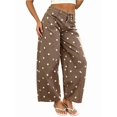 thumbnail image 1 of Women'S Polka-Dot Print High-Waist Seamed Wide-Leg Cropped Casual Pants Reddish-Brown S, 1 of 9