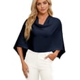 thumbnail image 1 of Women'S Poncho Sweater Slimming Fit Cropped Versatile Shawl Soft Knit Wraps Cowl Neck Short Tops Navy blue One size, 1 of 9