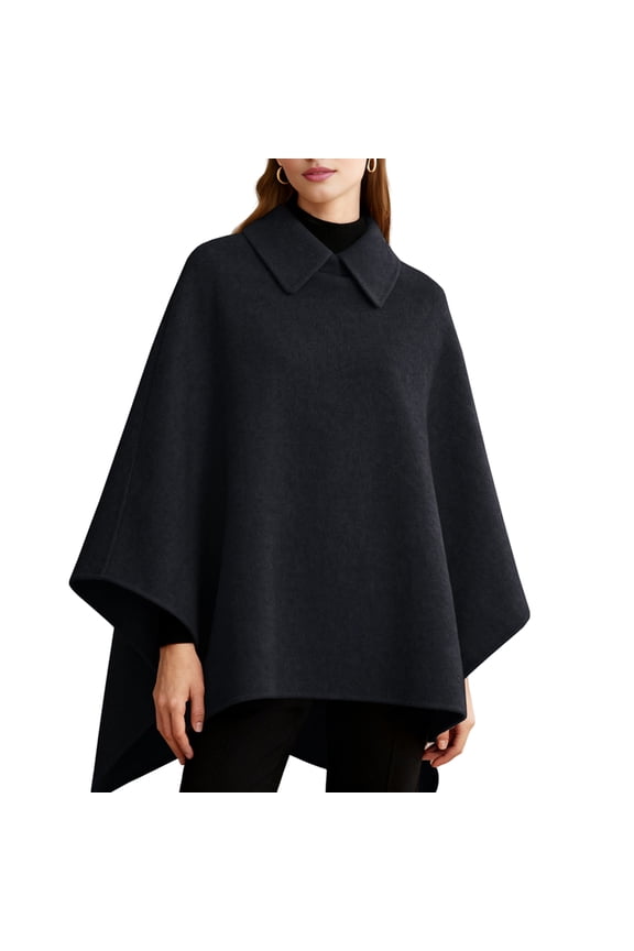 Women'S Poncho Sweater Wrap Topper Knitted Elegant Shawls Cape Evening Dresses for Fall Winter Black XL